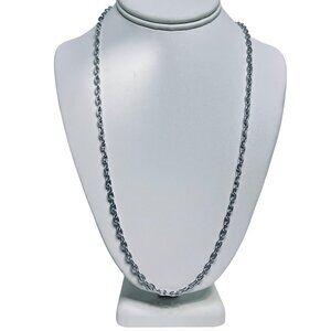 Light Weight Textured Silver Tone Cable Chain Necklace (5815)